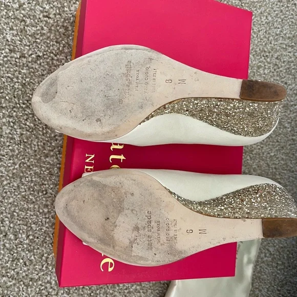 Kate Spade Cream Glitter Wedges - Picture 4 of 4